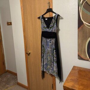 London Times Size 8 w/Geometric Print V-Neck Sleeveless Fit & Flare Dress - EUC